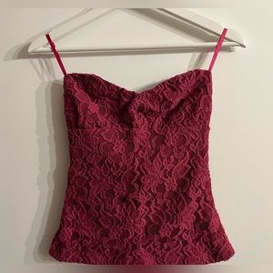 pink corset style lace strapless top  - size small